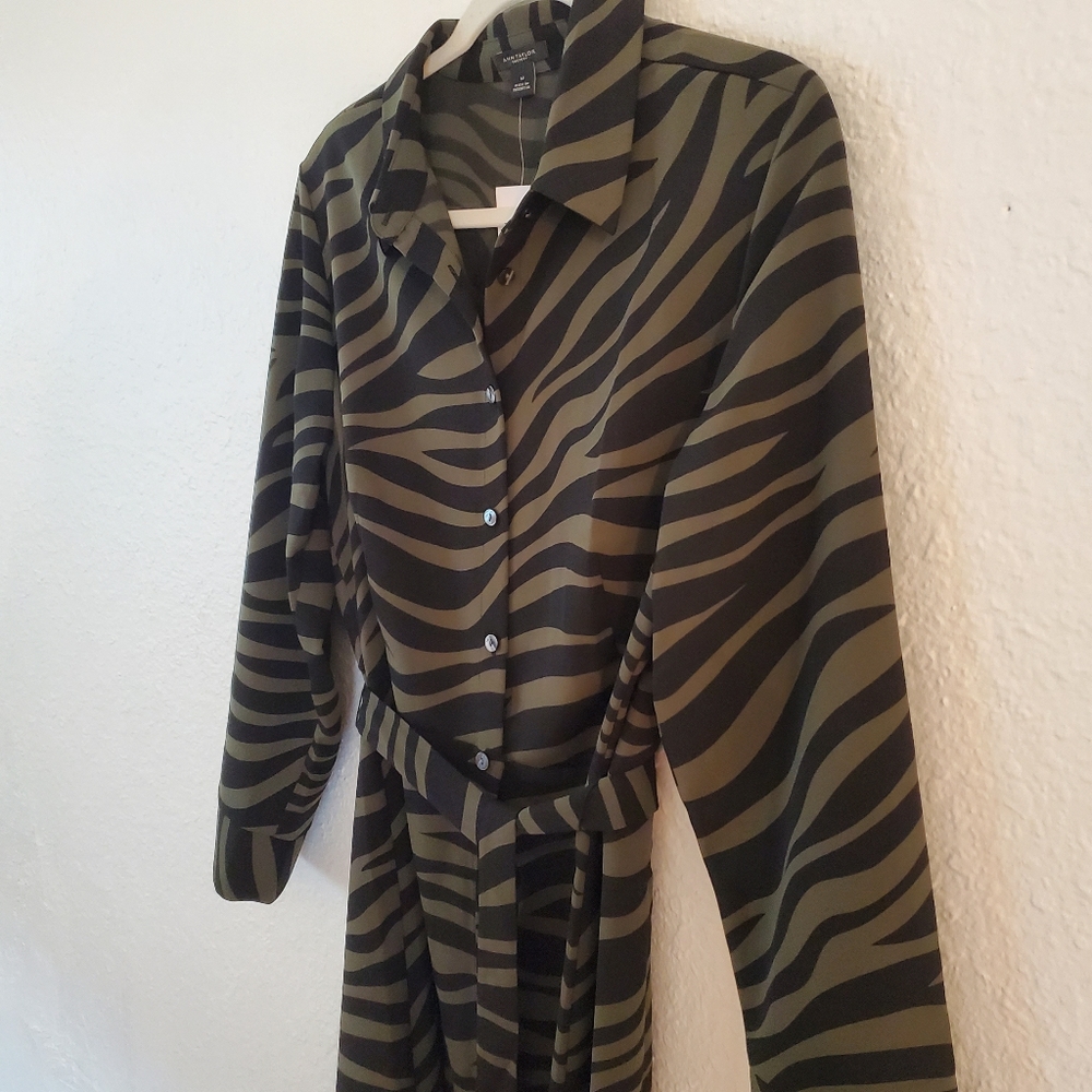 Zebra print midi shirtdress - NWT!